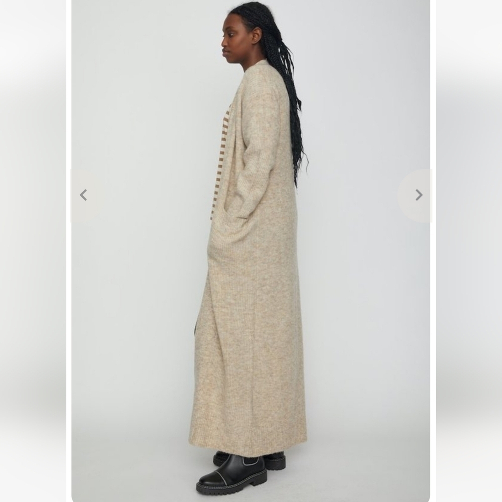 Just Female "Allow Maxi Cardigan". Open Front. Knit. Ribbed Parts. Wool, Alpaga. - Picture 2 of 13